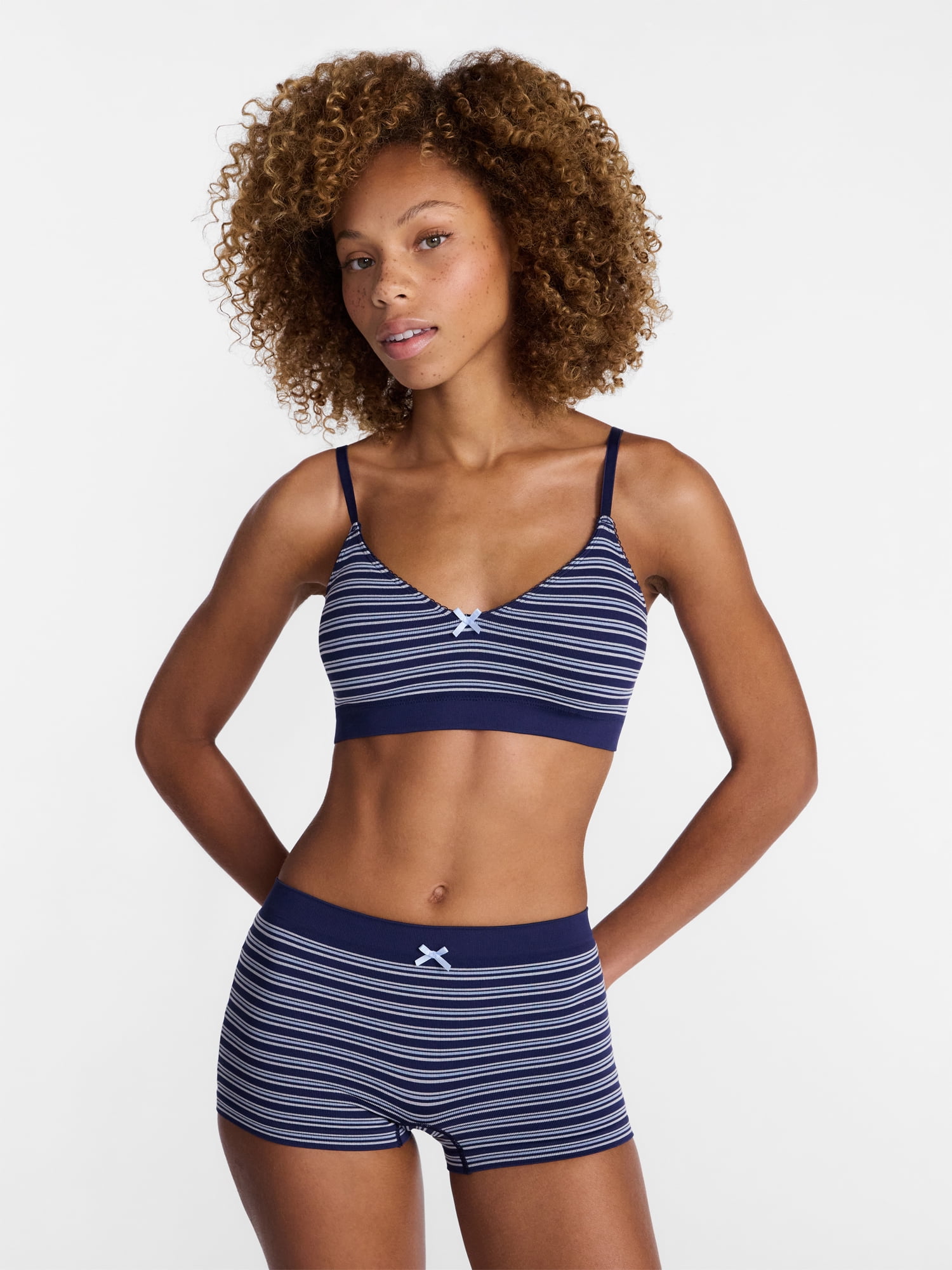 No Boundaries Seamless Triangle Bralette and Boyshorts Set, 2 Piece, Women's XS-XXL