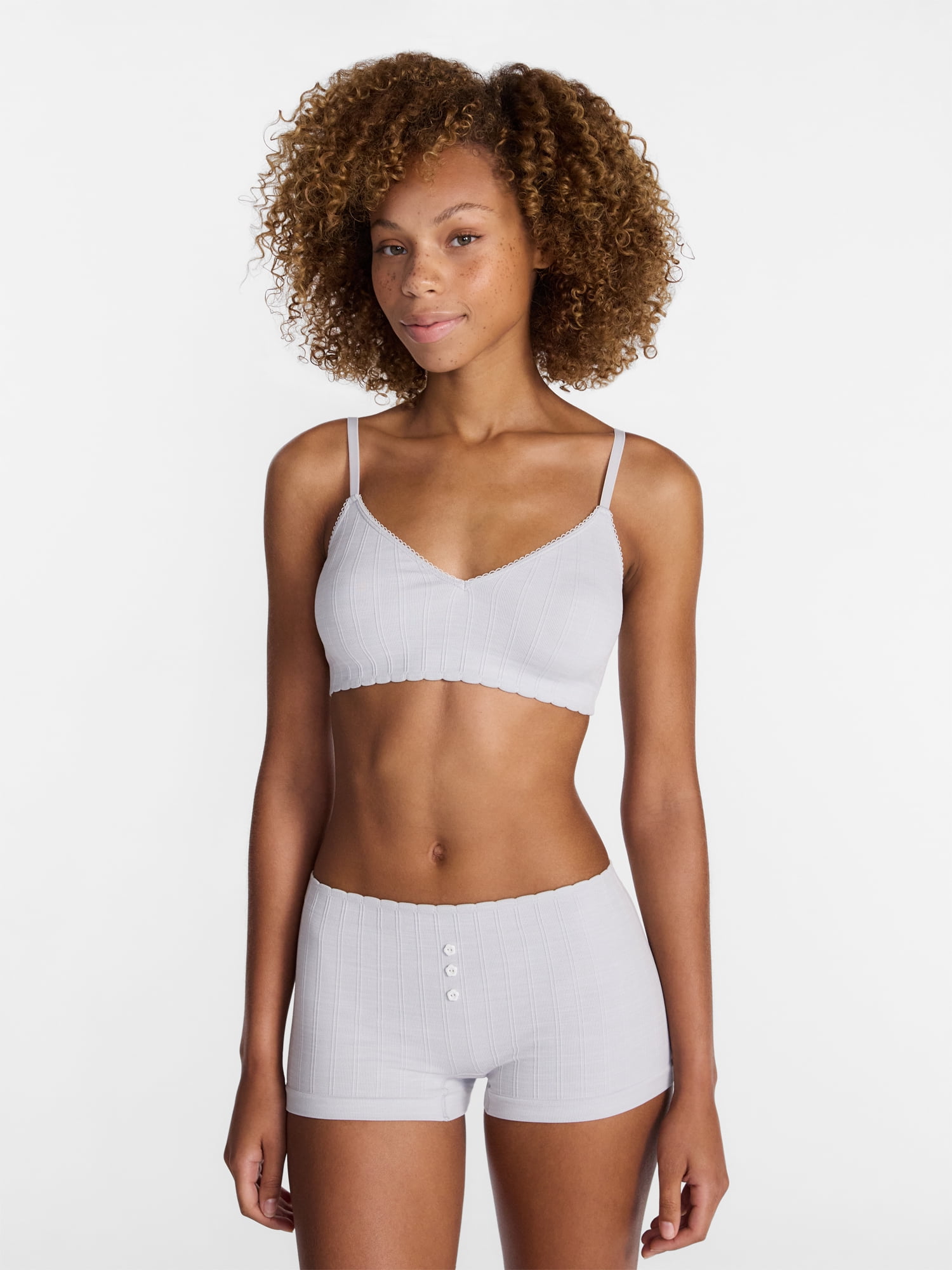 No Boundaries Seamless Triangle Bralette and Boyshorts Set, 2 Piece, Women's XS-XXL