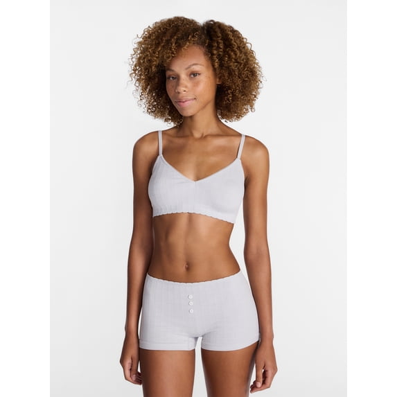No Boundaries Seamless Triangle Bralette and Boyshorts Set, 2 Piece, Women's XS-XXL