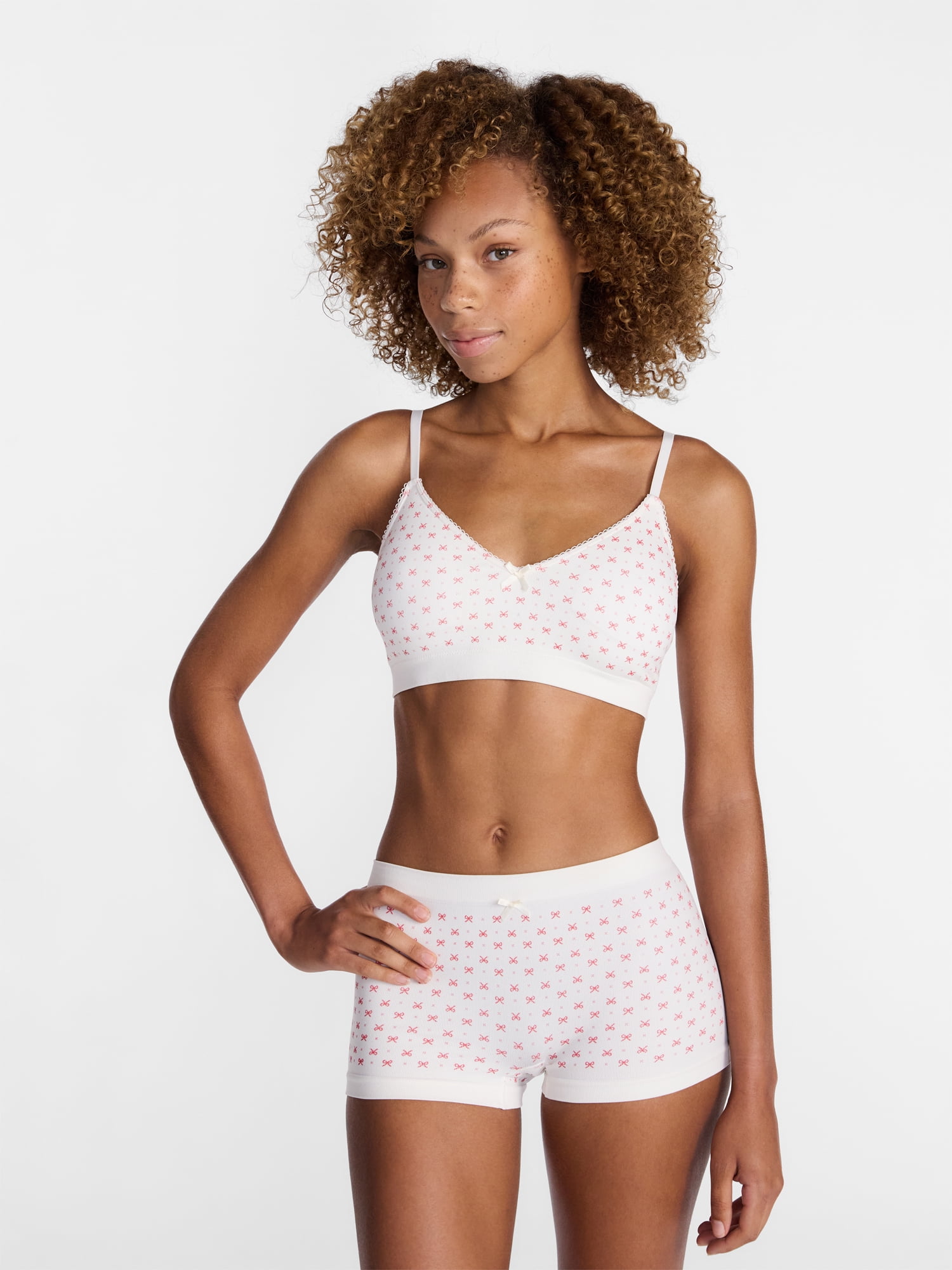 No Boundaries Seamless Triangle Bralette and Boyshorts Set, 2 Piece, Women's XS-XXL