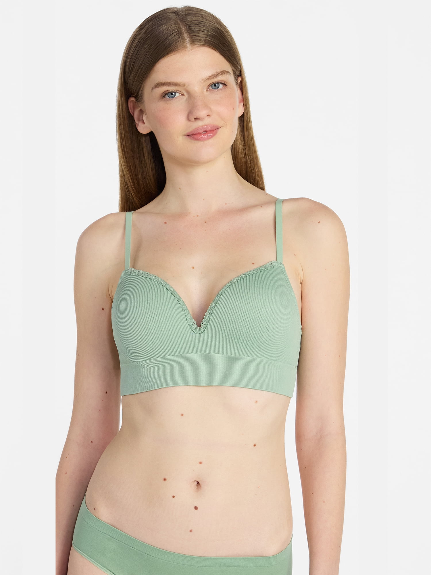 No Boundaries Seamless Wirefree Bra with Lace, Sizes XS-XXXL