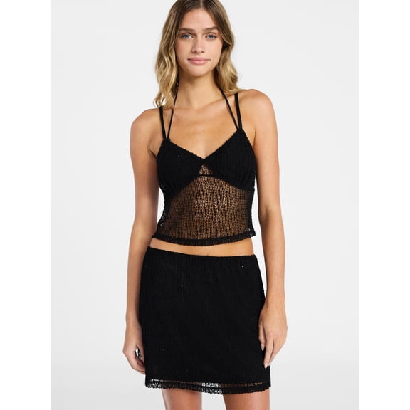 No Boundaries Sequin Top Coverup, Women's XXS-XXL