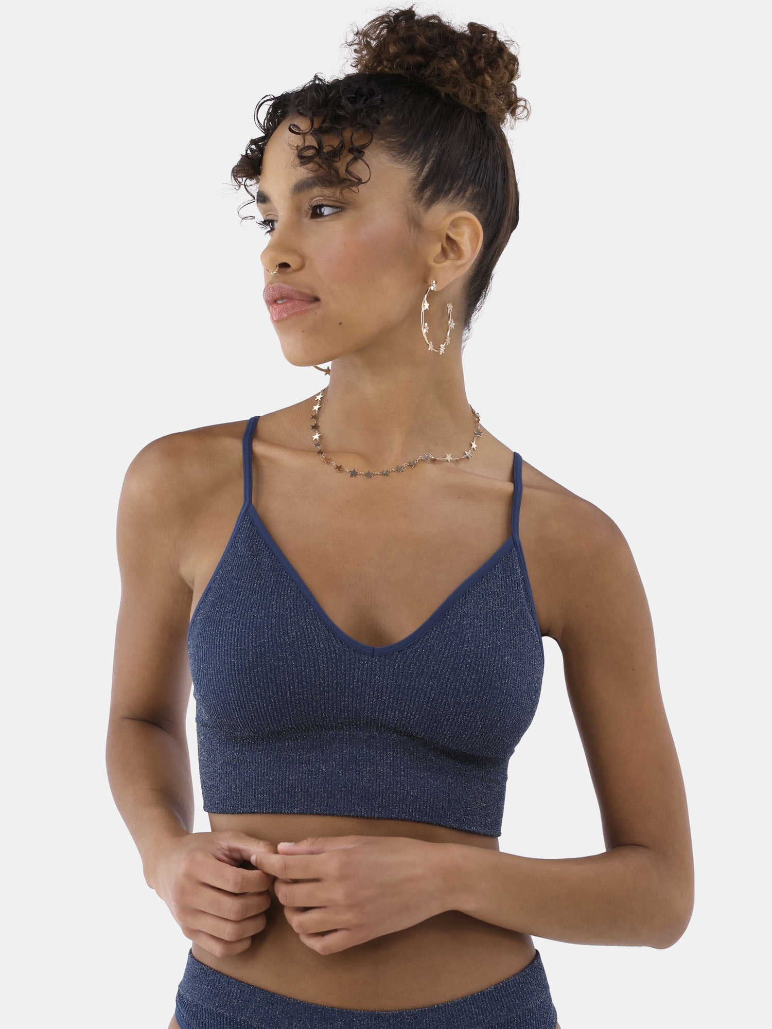 No Boundaries Women's Shimmer V-Neck Brami, Sizes XS-3XL