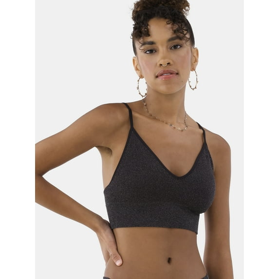 No Boundaries Women's Shimmer V-Neck Brami, Sizes XS-3XL