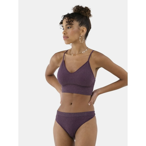 No Boundaries Women's Shimmer V-Neck Brami, Sizes XS-3XL