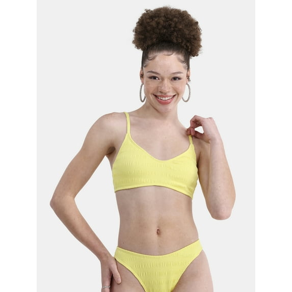 No Boundaries Women's Smocked Bralette Swim Top, Sizes XXS - XXL