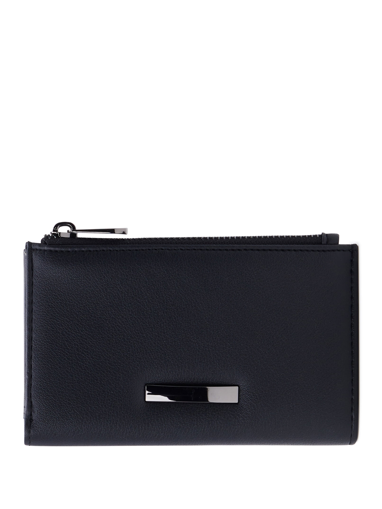 No Boundaries Women's Faux Leather Snap Wallet, Black