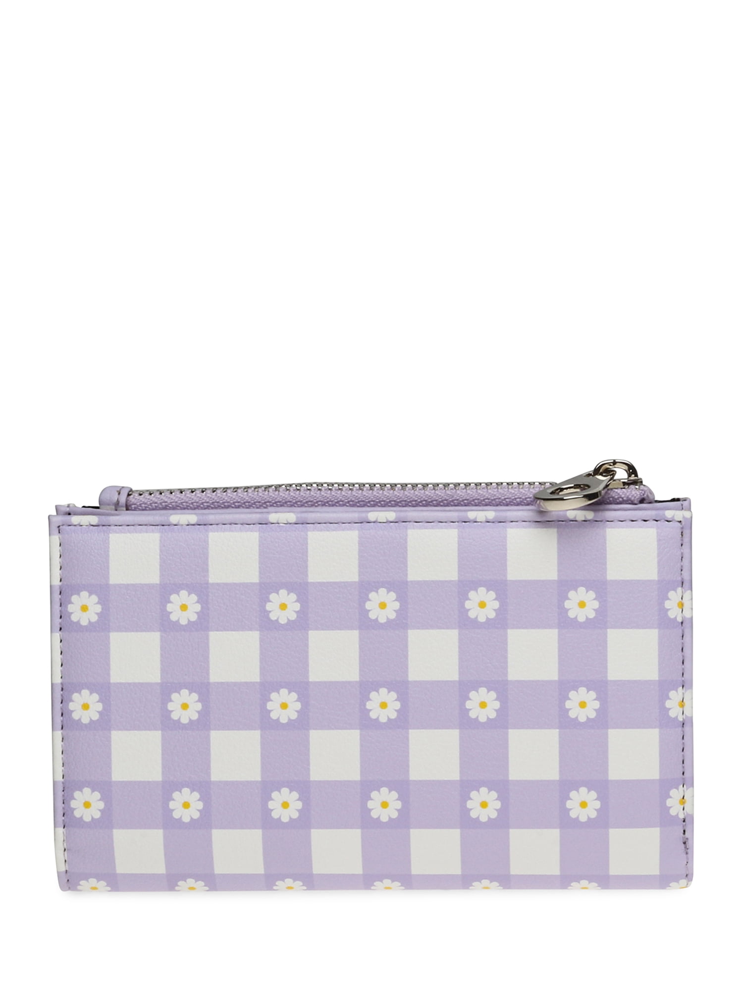 No Boundaries Women's Snap Wallet, Purple Gingham