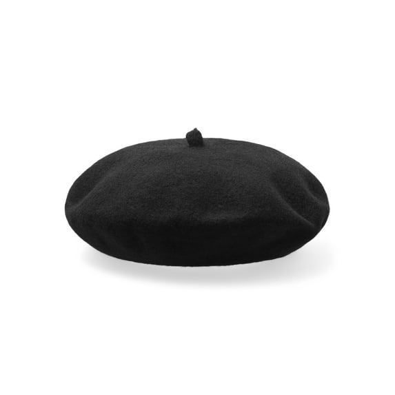 No Boundaries Women's Solid Beret, One Size, Black