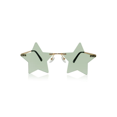 No Boundaries Women's Star Power Green Metal Sunglasses with Green Neoprene Pouch, Green