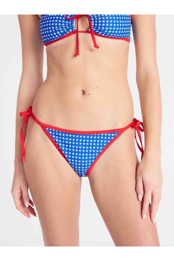 Stars and Stripes Low Rise String Swim Bottoms, Women's XXS-XXL