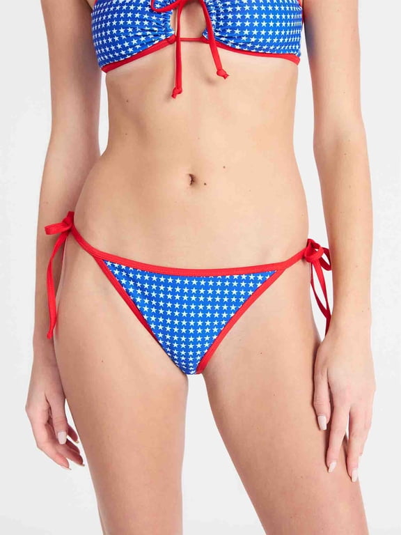 Stars and Stripes Low Rise String Swim Bottoms, Women's XXS-XXL