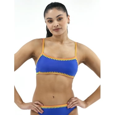 No Boundaries Women's Stitched Trim Bralette Swim Top, Sizes XXS-XXL