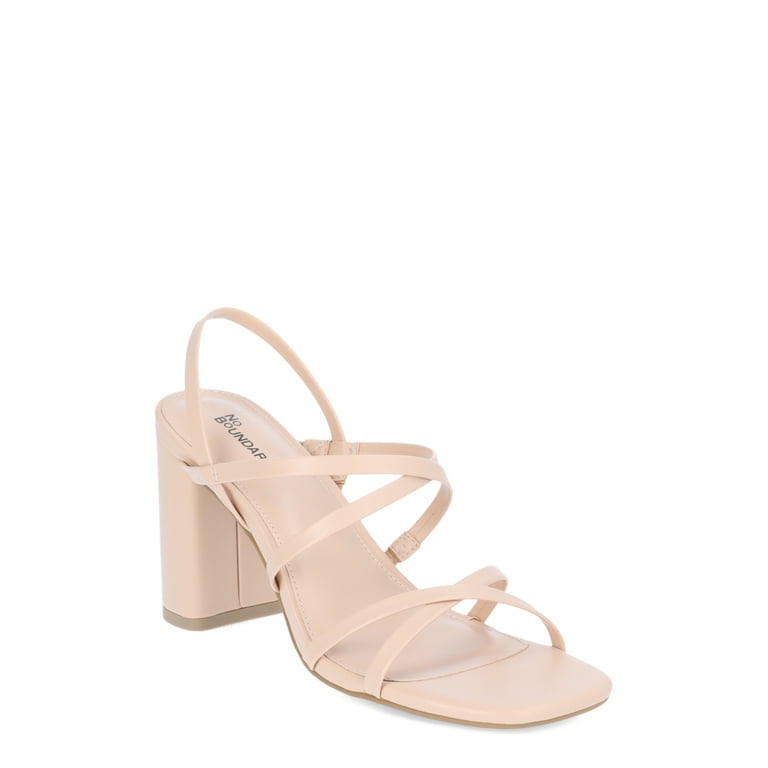 No Boundaries Women's Strappy Block Heel Sandals - Walmart.com