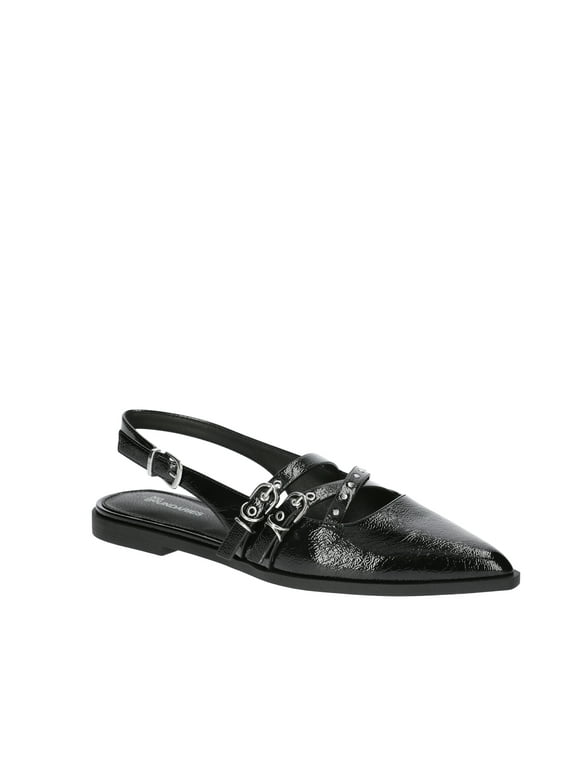 Women's Faux Leather Strappy Moto Flats
