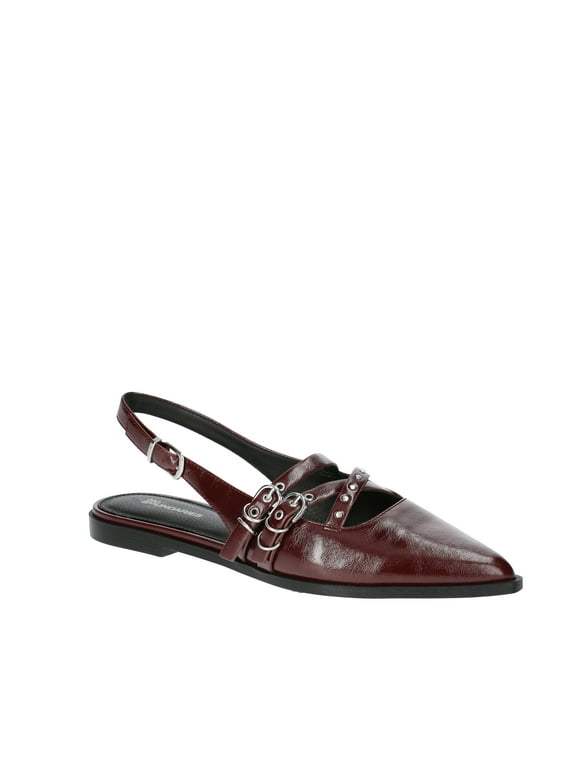 Women's Faux Leather Strappy Moto Flats