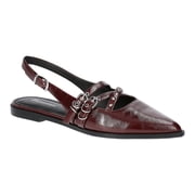 No Boundaries Women's Faux Leather Strappy Moto Flats