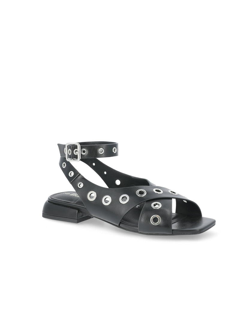 No Boundaries Women's Strappy Grommet Sandals - Walmart.com