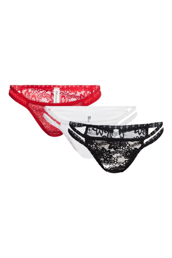 Strappy Lace Cheeky Panties, 3-Pack, Women's XS-XXXL