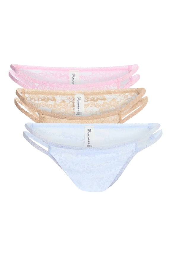 Strappy Lace Cheeky Panties, 3-Pack, Women's XS-XXXL