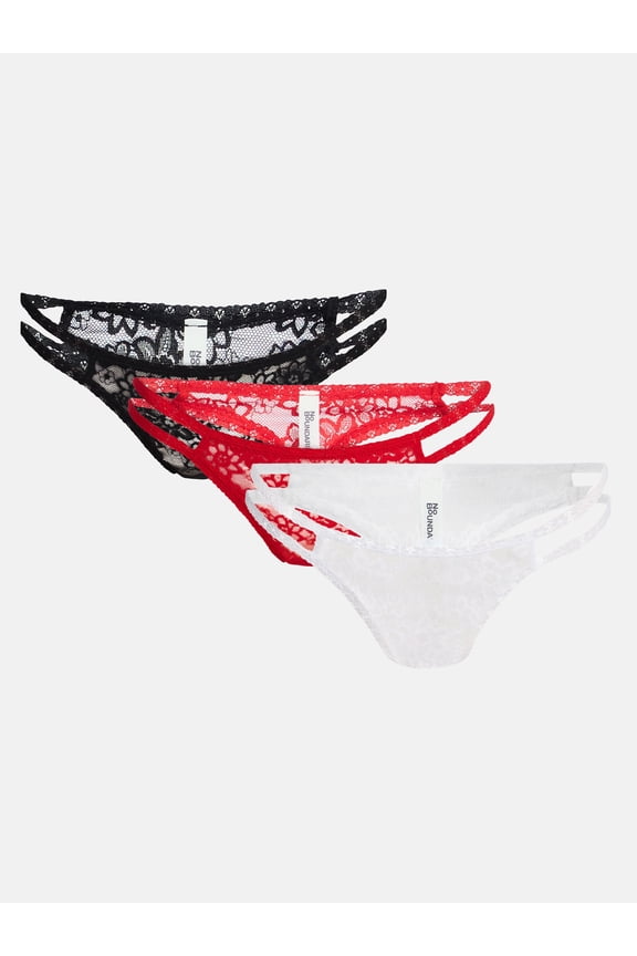 Strappy Lace Thong Panties, 3-Pack, Women's XS-XXXL