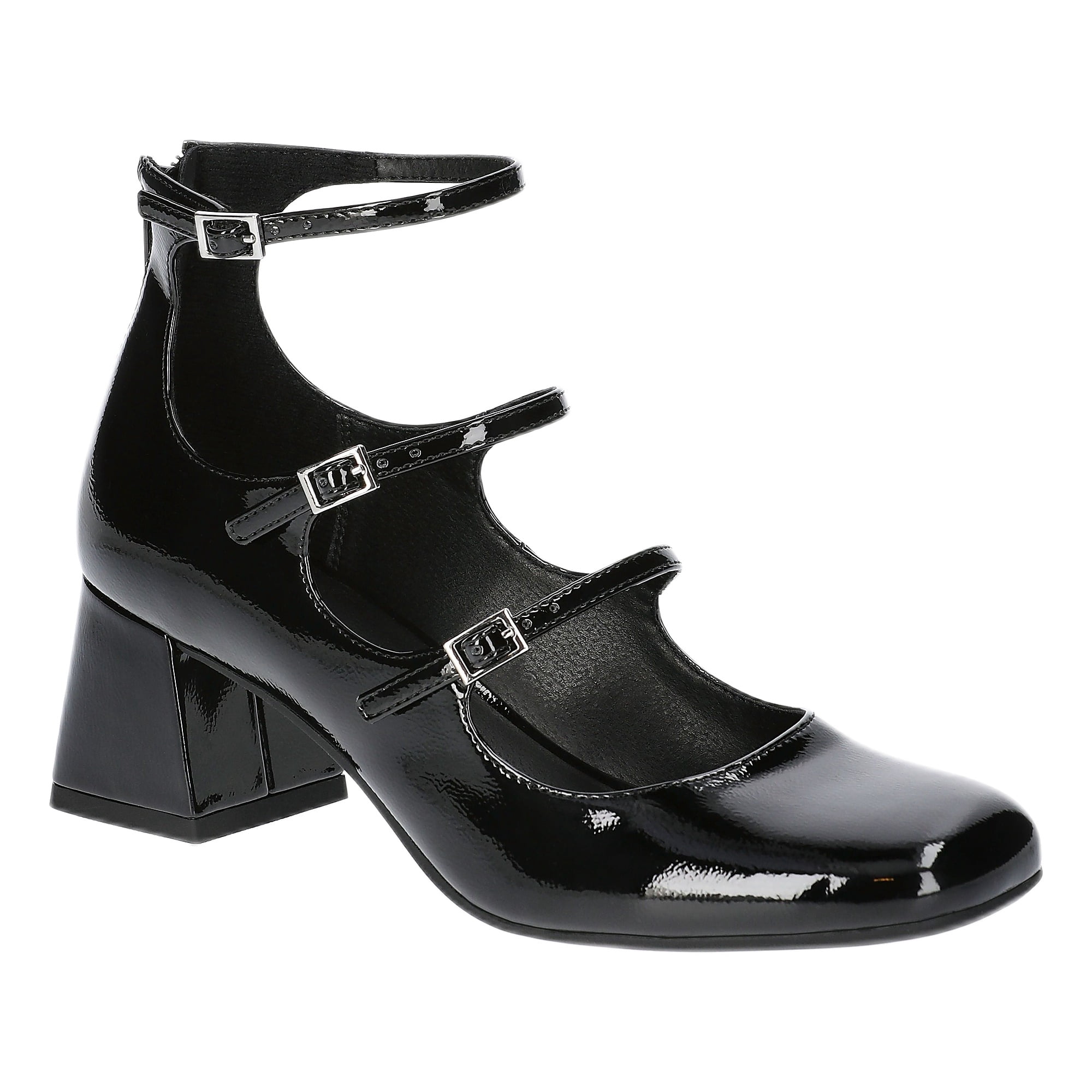 No Boundaries Faux Leather Strappy Mary Jane Heels, Women's