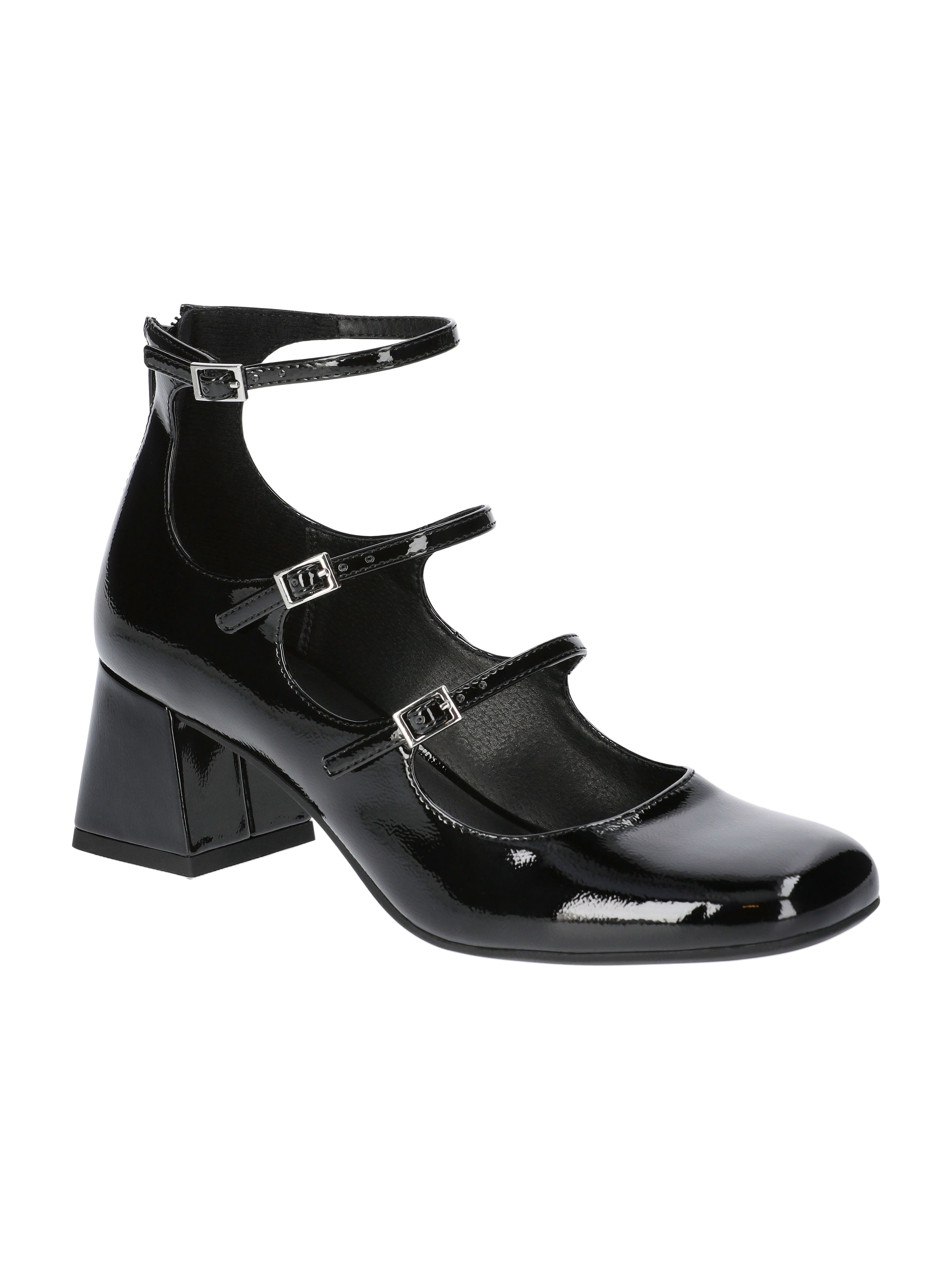 No Boundaries Faux Leather Strappy Mary Jane Heels, Women's
