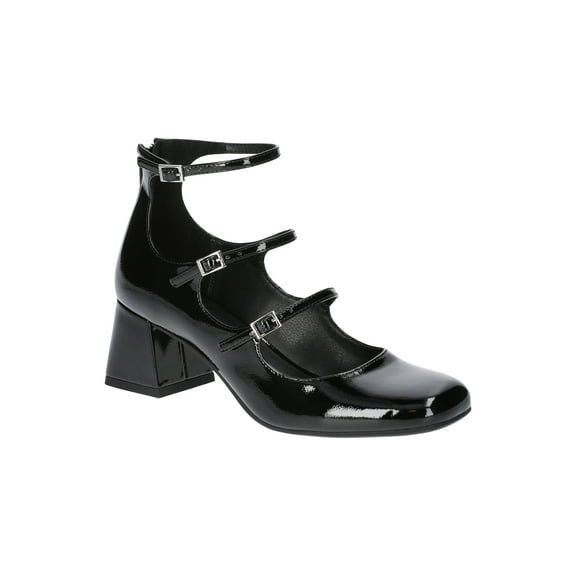 No Boundaries Faux Leather Strappy Mary Jane Heels, Women's