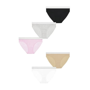 No Boundaries Stretch Ribbed Bikini Panties, 5-Pack, Women's