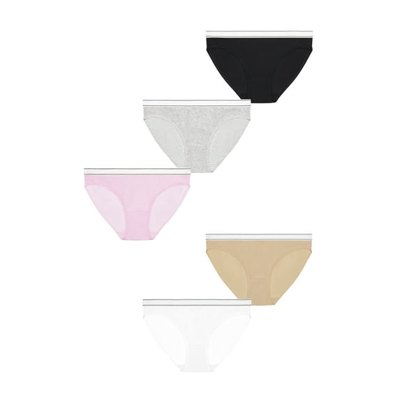 No Boundaries Stretch Ribbed Bikini Panties, 5-Pack, Women's