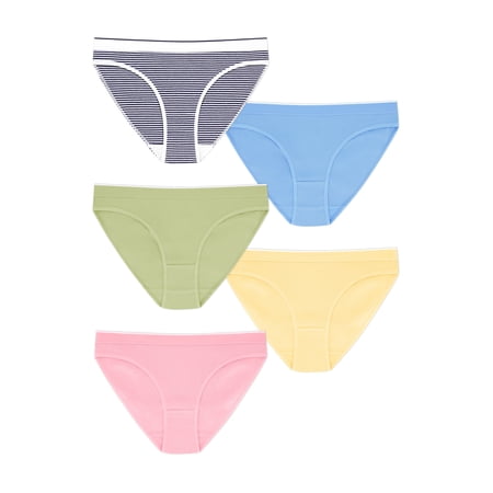 No Boundaries Stretch Ribbed Bikini Underwear, 5-Pack, Women's XS-XXXL