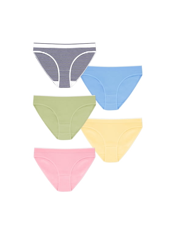 Stretch Ribbed Bikini Underwear, 5-Pack, Women's XS-XXXL