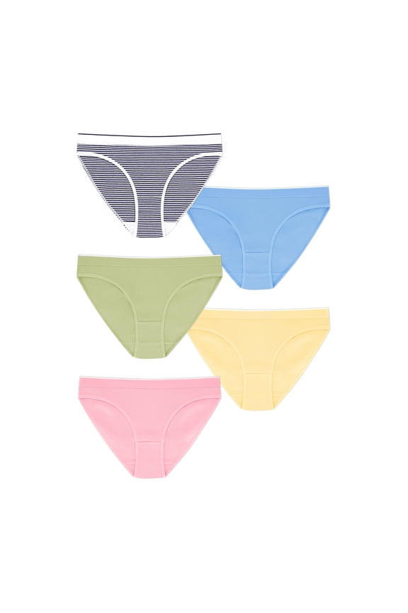 Stretch Ribbed Bikini Underwear, 5-Pack, Women's XS-XXXL