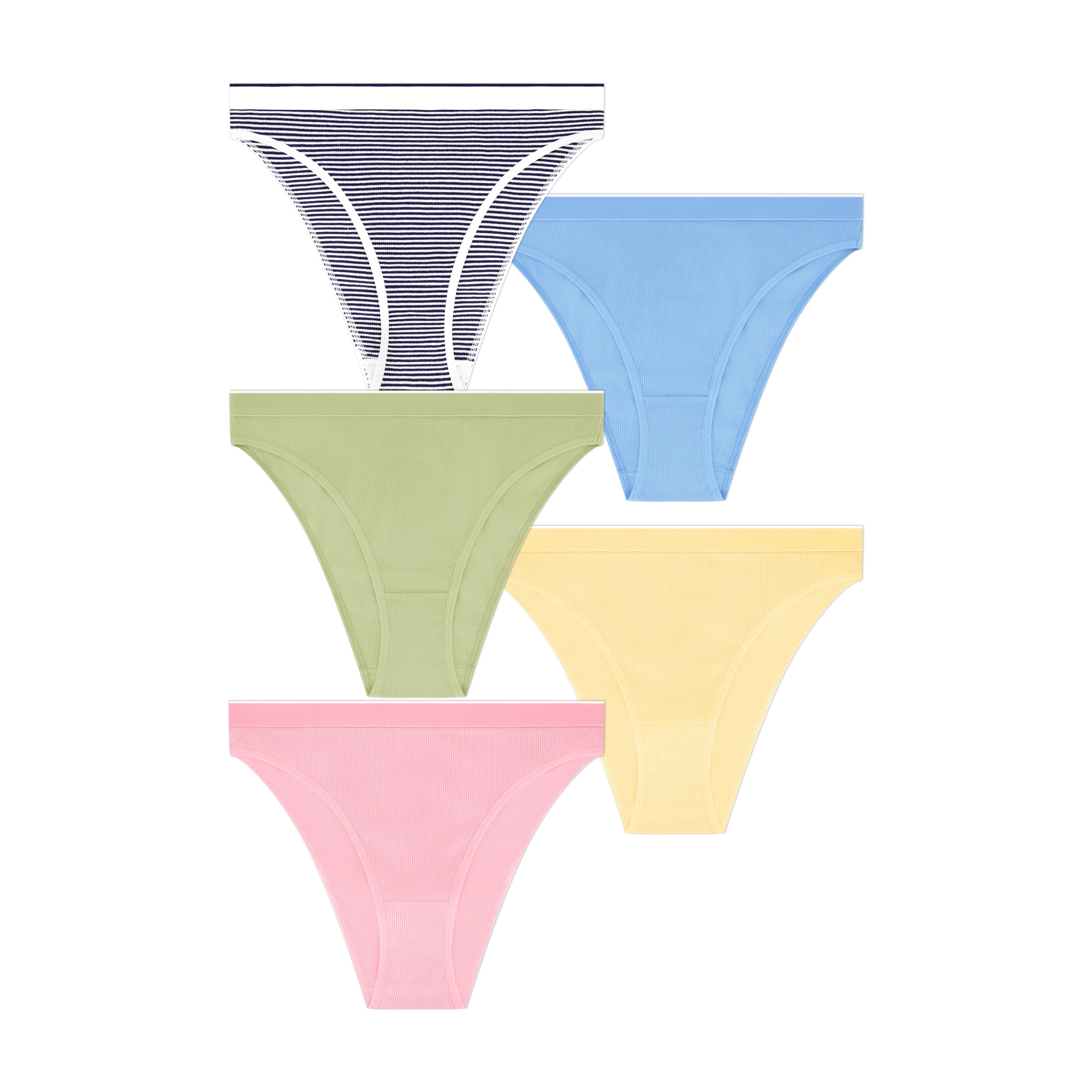 No Boundaries Stretch Ribbed Hi Cut Cheeky Underwear, 5-Pack, Women's XS-XXXL