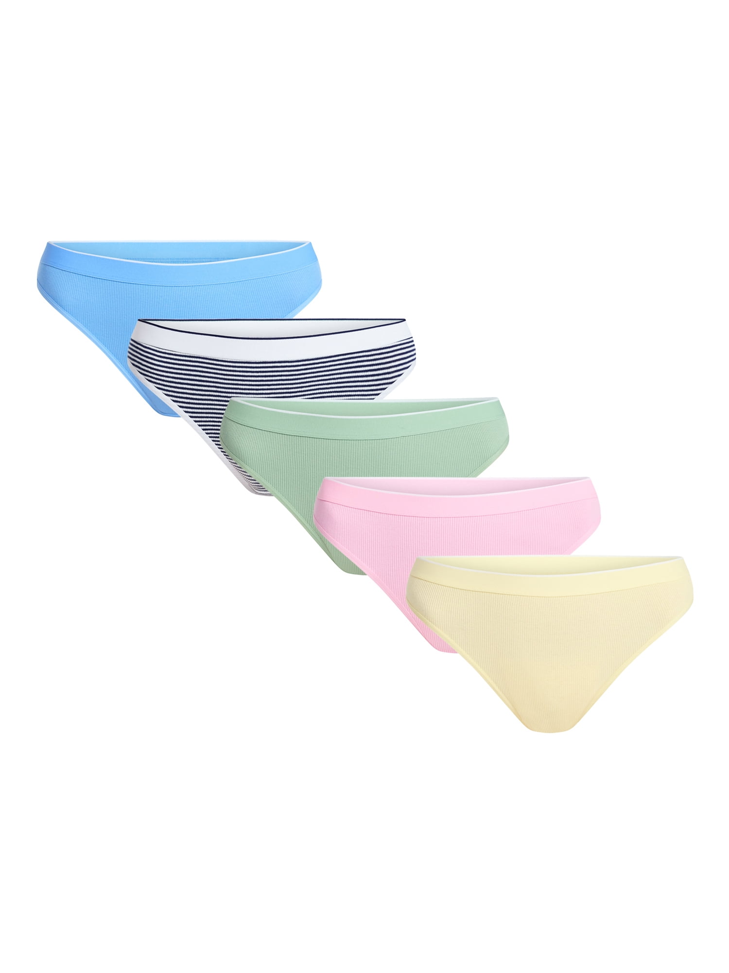 No Boundaries Stretch Ribbed Hi Cut Cheeky Underwear, 5-Pack, Women's XS-XXXL