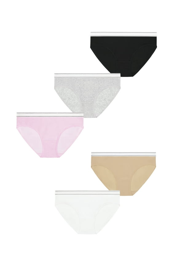 Stretch Ribbed Hipster Panties, 5-Pack, Women's