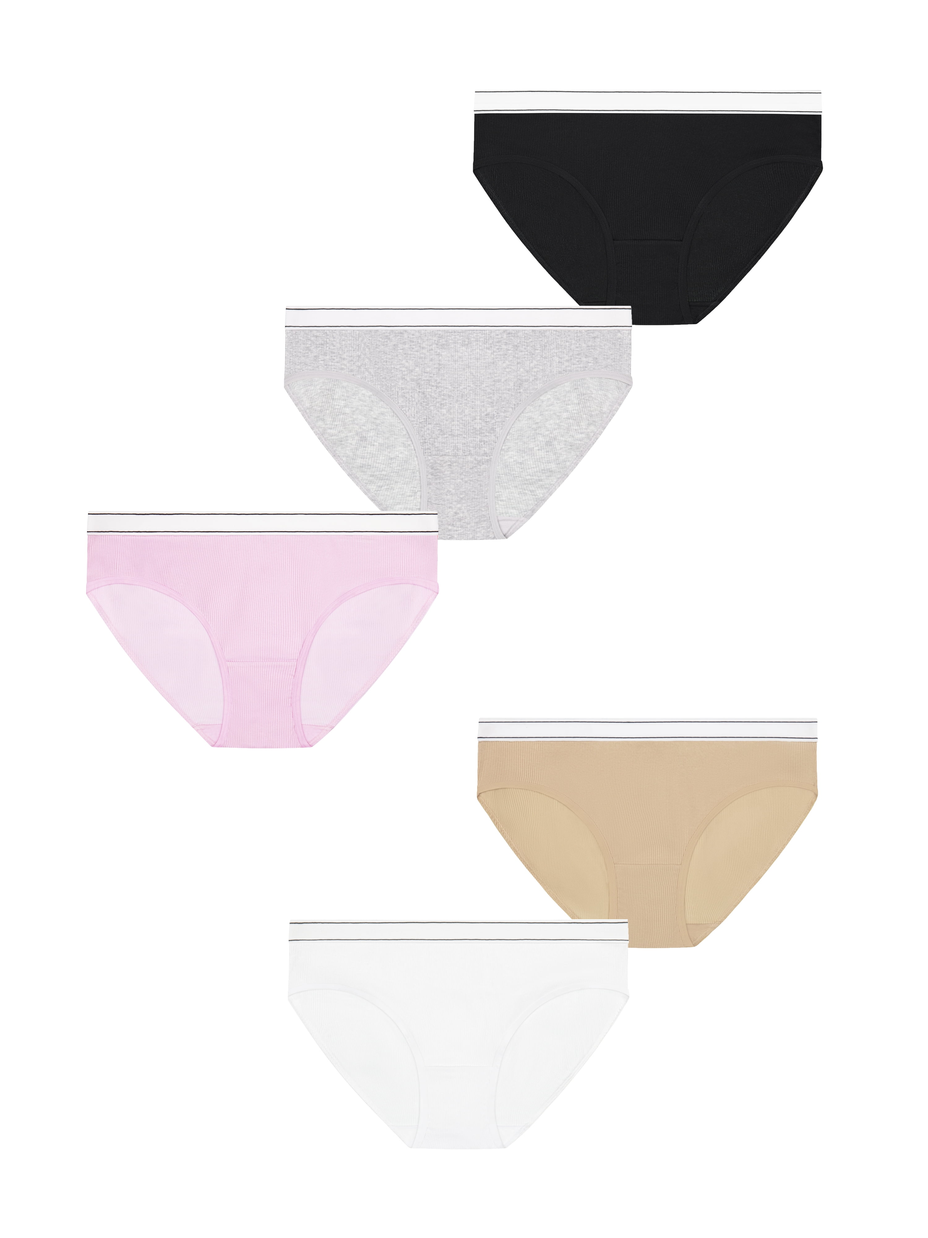 No Boundaries Stretch Ribbed Hipster Panties, 5-Pack, Women's