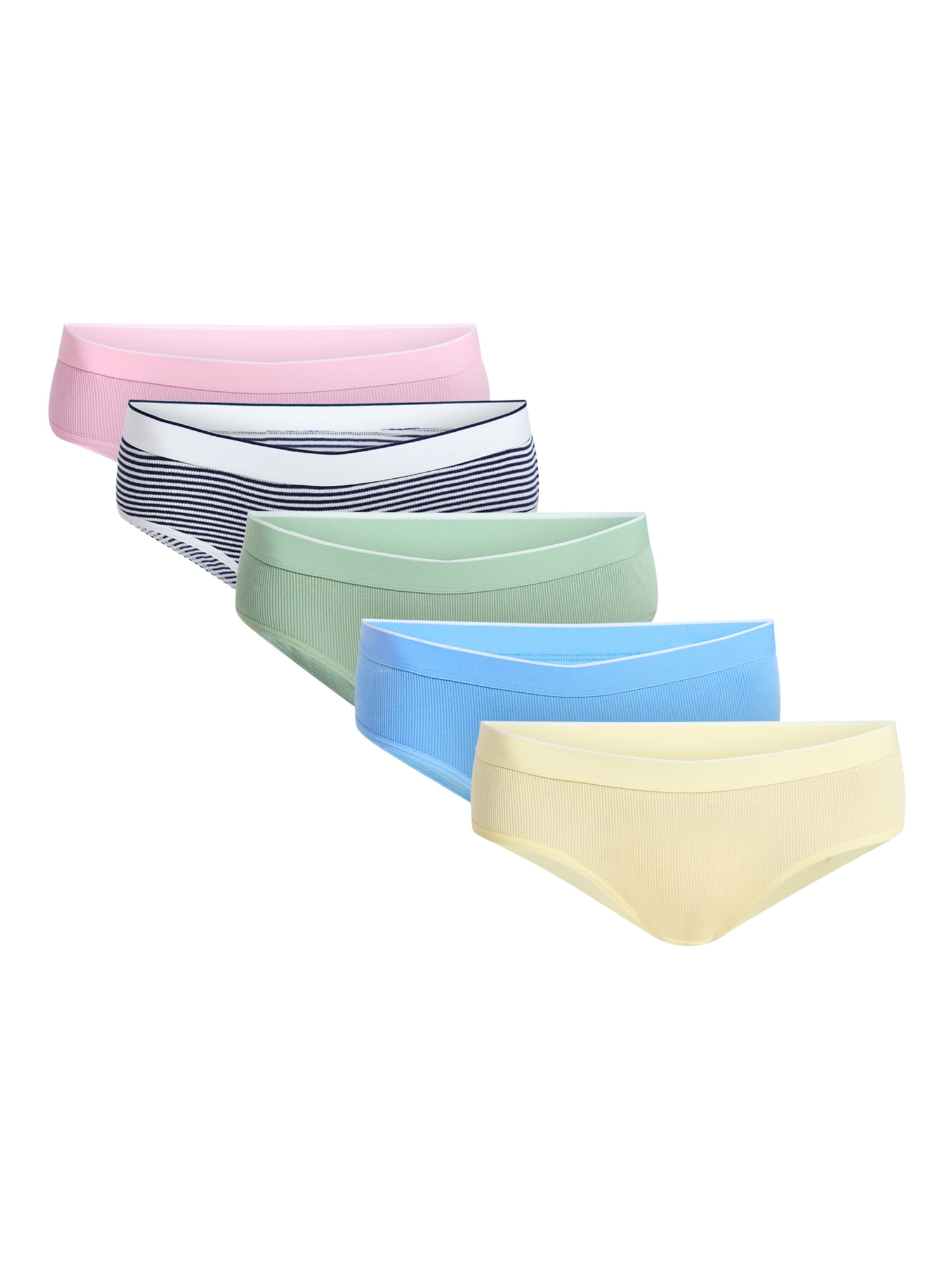 No Boundaries Stretch Ribbed Hipster Underwear, 5-Pack, Women's XS-XXXL