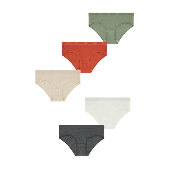 No Boundaries Stretch Ribbed Hipster Panties, 5-Pack, Women's