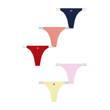 No Boundaries Cotton Stretch Ribbed Thong Panties, 5-Pack, Women’s