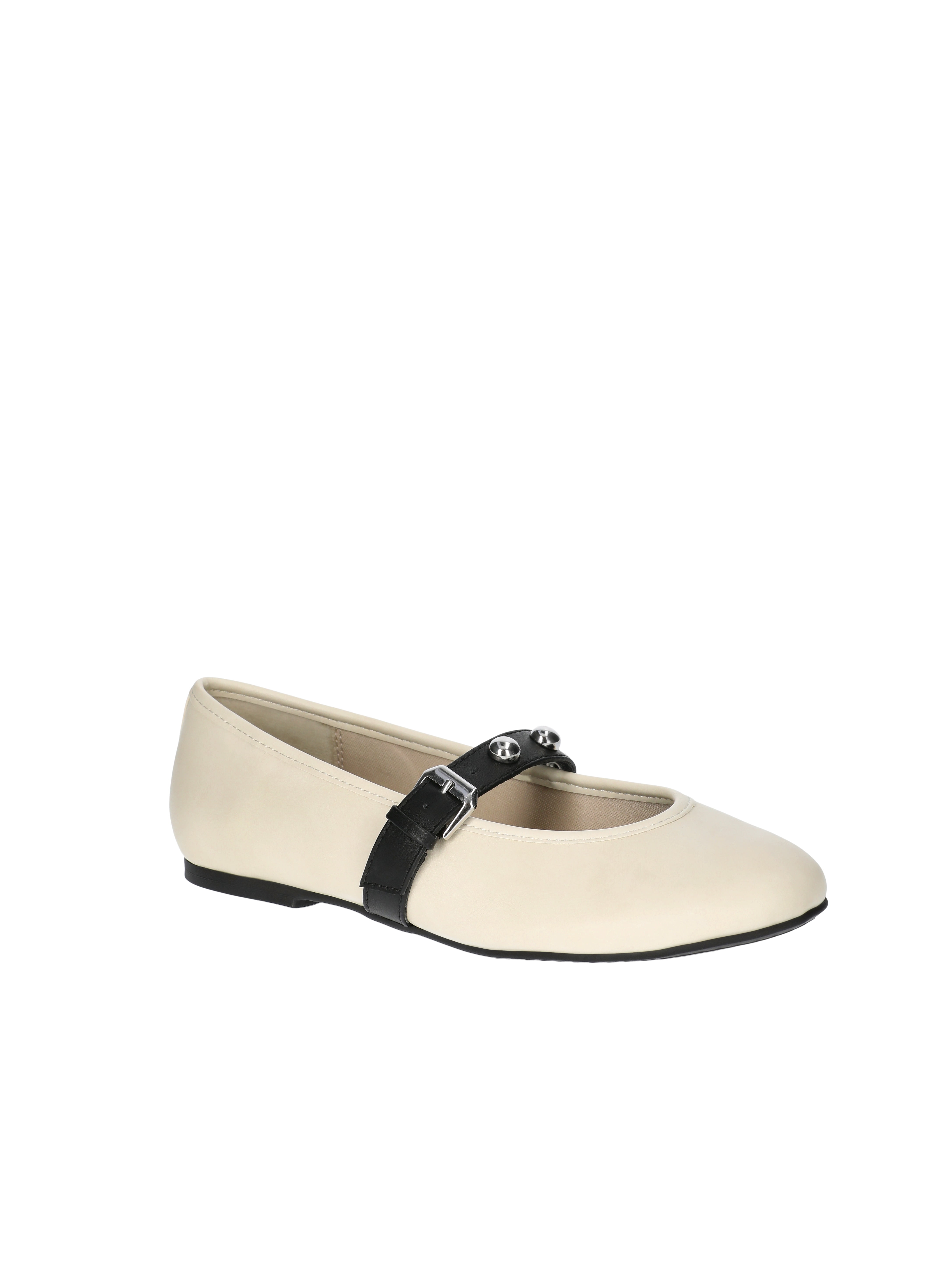 No Boundaries Women's Faux Leather Mary Jane Flats with Studs