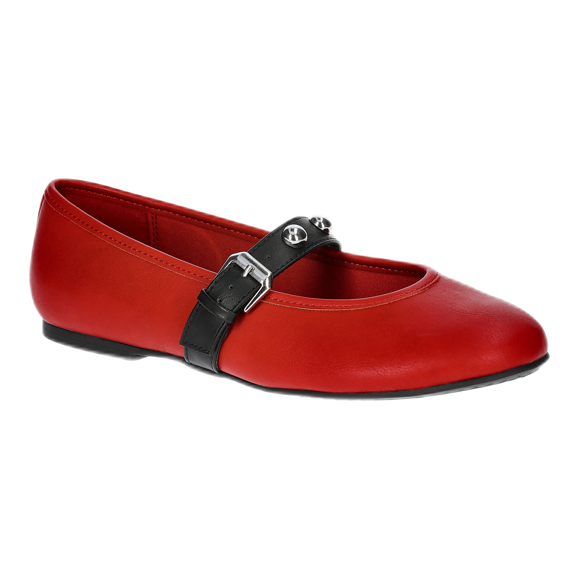 Women's Faux Leather Mary Jane Flats with Studs