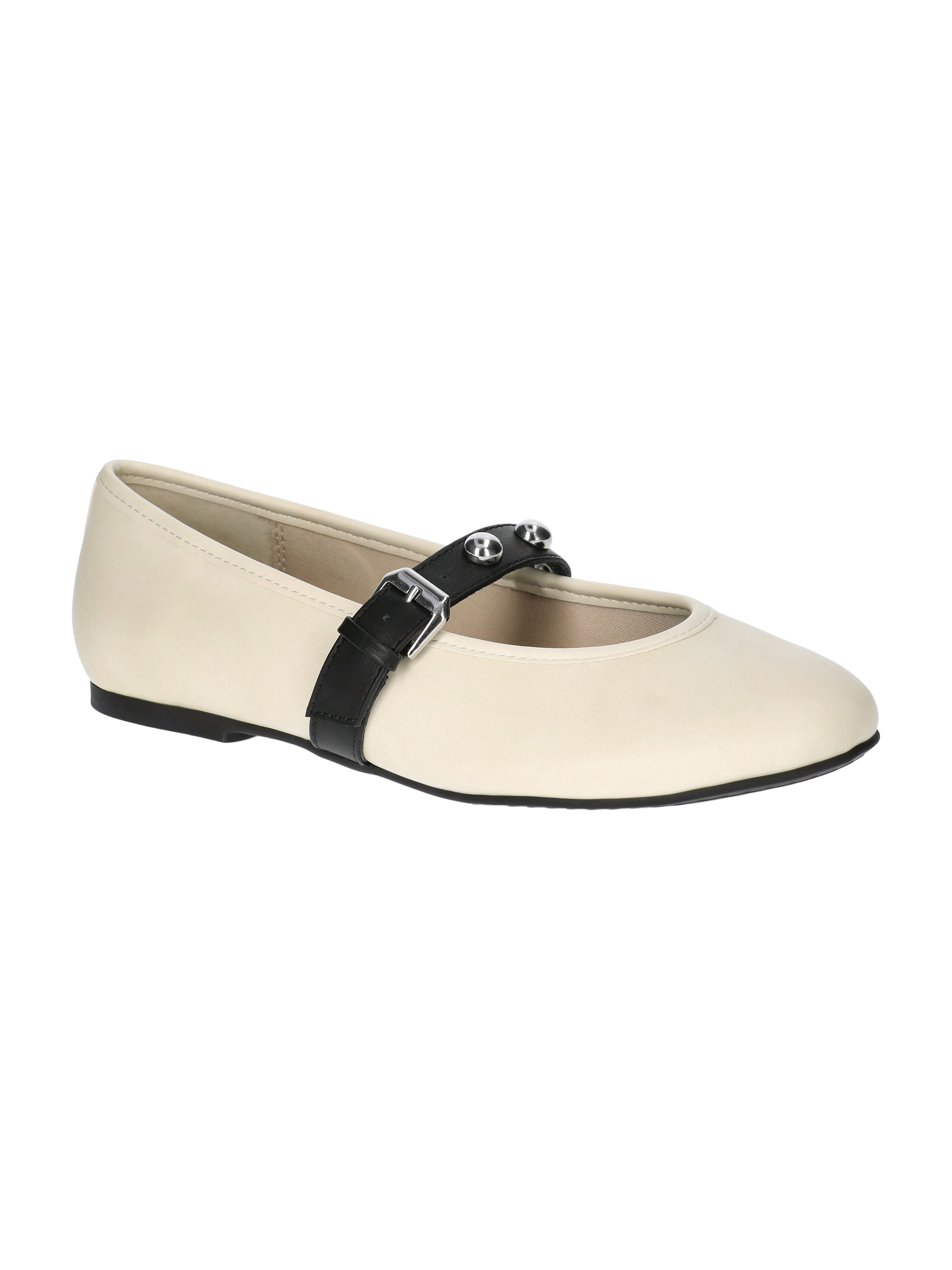 No Boundaries Women's Faux Leather Mary Jane Flats with Studs