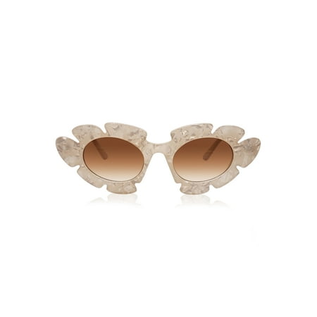No Boundaries Women's Sunflower Ivory Plastic Sunglasses with Pink Neoprene Pouch, Off White