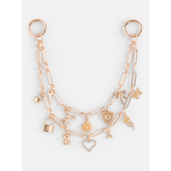 No Boundaries Women’s Swag Chain Bag Charms, Gold Tone