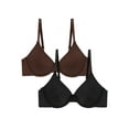 thumbnail image 1 of No Boundaries Women's Tailored Lightly Lined Underwire T-Shirt Bra, 2-Pack, 1 of 6