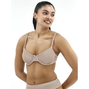 No Boundaries Women's Tanlines Underwire Bikini Top, Sizes XXS-XXL