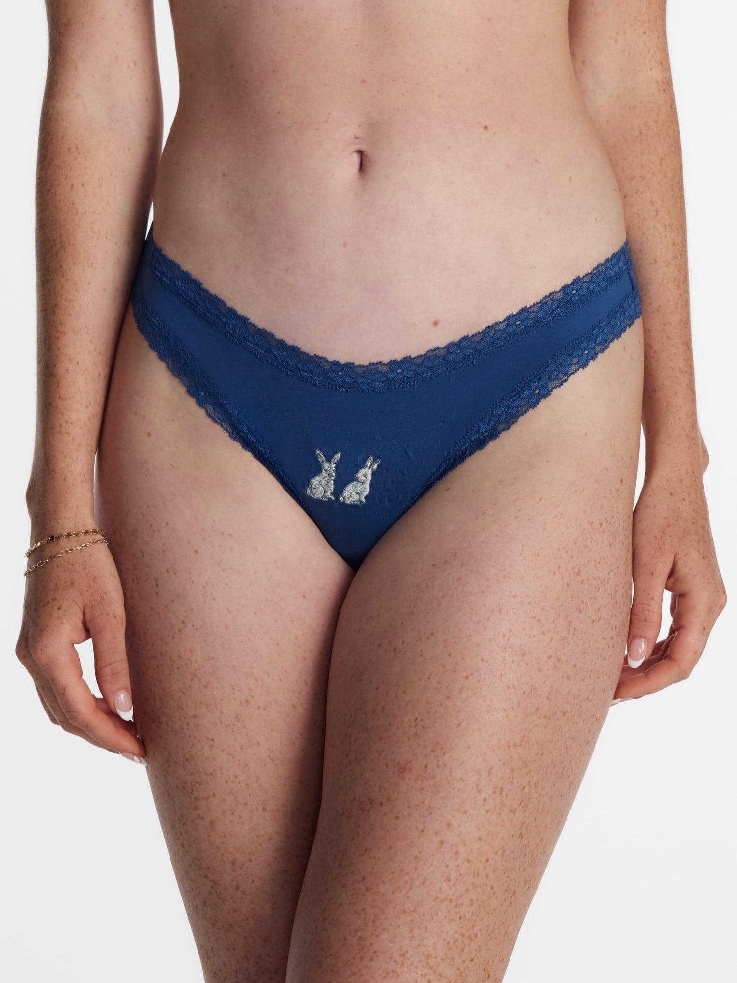 No Boundaries Cotton Blend Lace Thong Panties, Women's XS-XXXL