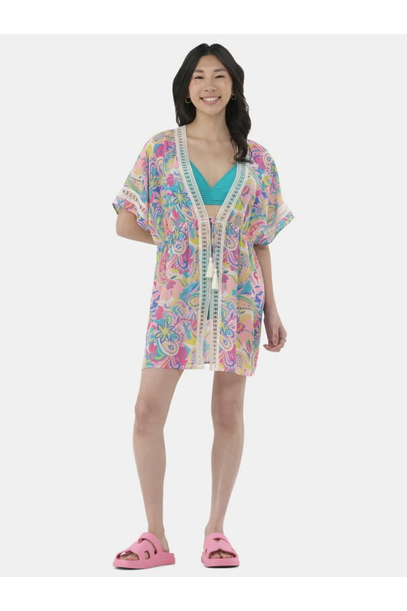 Women's Tie Front Duster Coverup, Sizes XXS-XXL