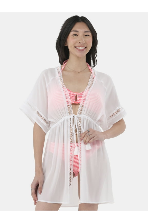 Women's Tie Front Duster Coverup, Sizes XXS-XXL